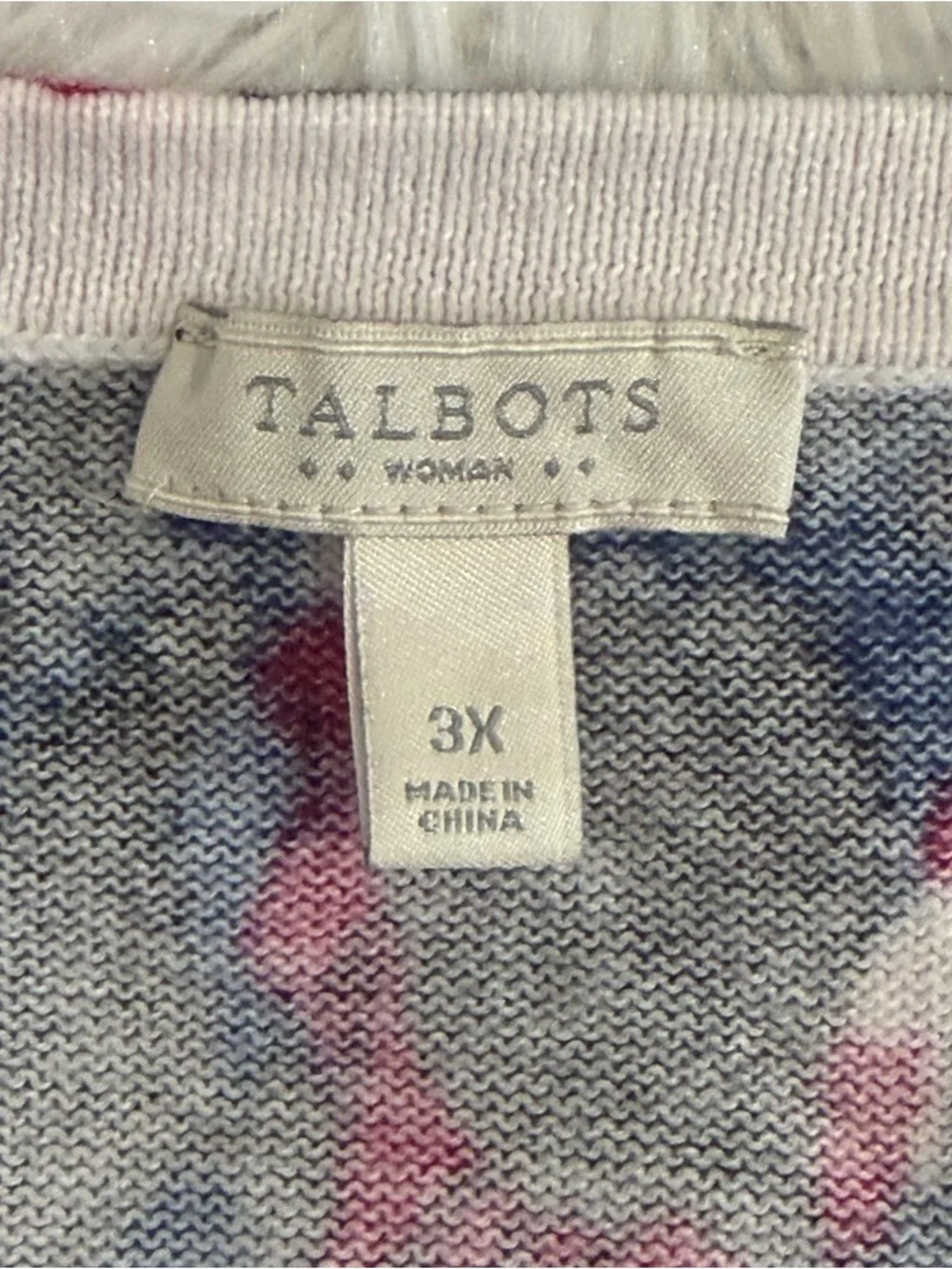 Talbots Womens 3/4 Sleeve Floral Button Up Cardigan Sweater Navy Pink Spring - Picture 3 of 7